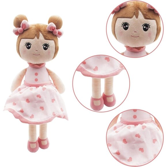 🆕 Baby Girl Pink Stuffed Super Soft Plush Cotton Filler Damp Cloth Toy Gifts - Picture 5 of 8